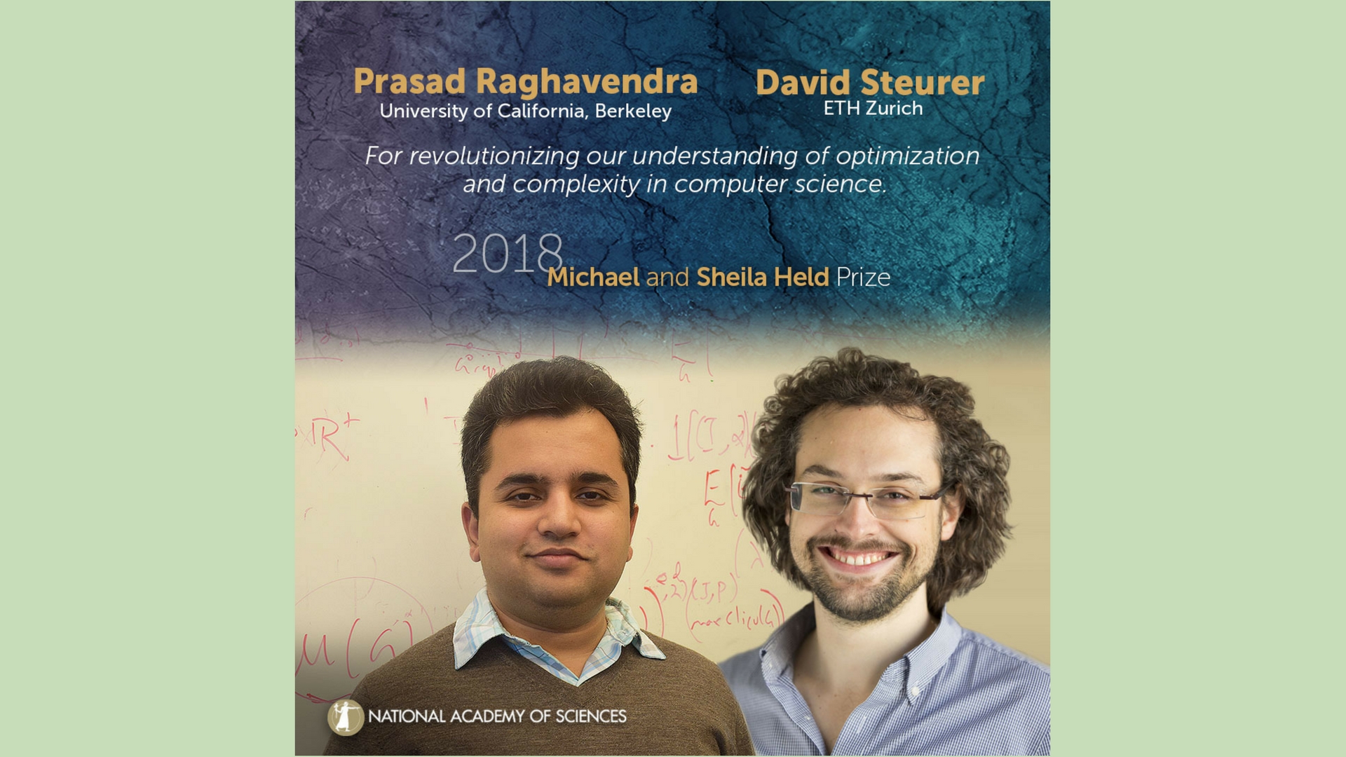 National Academy of Sciences announces winners of inaugural Michael and Sheila Held Prize
